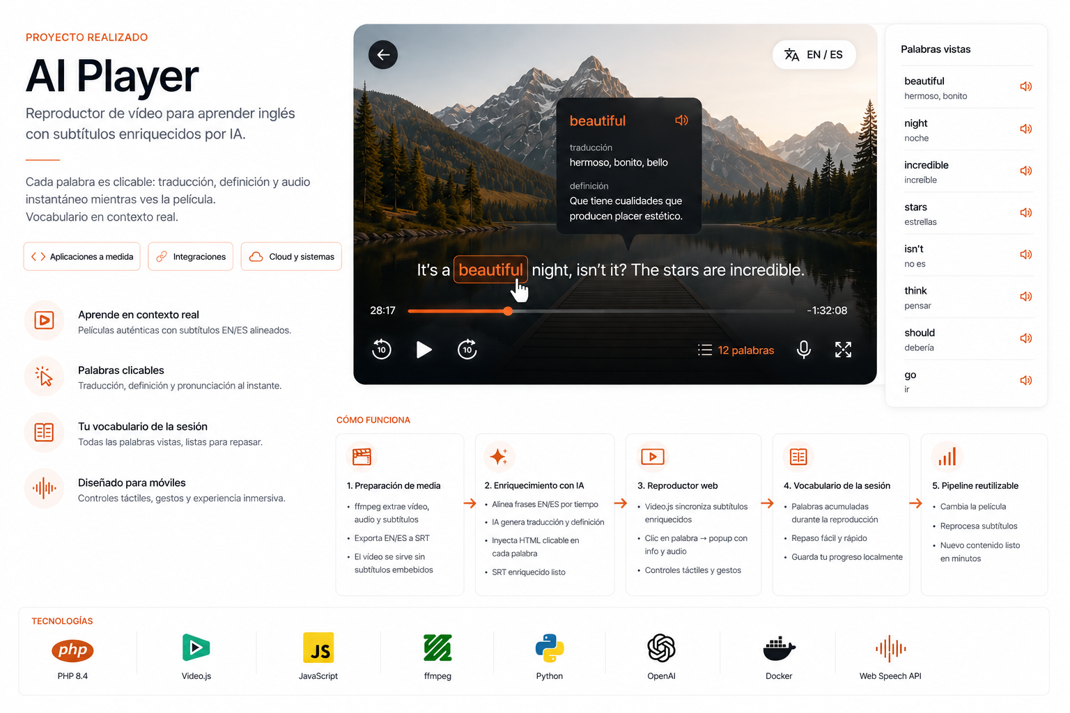 Reproductor de idiomas con IA